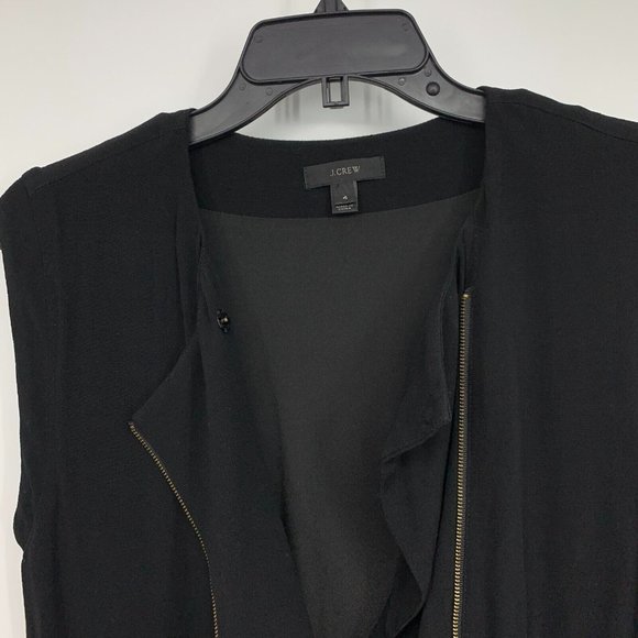 J.Crew Jumpsuit Black Asymmetrical Zip Sleeveless Crepe Jogger - Picture 8 of 14